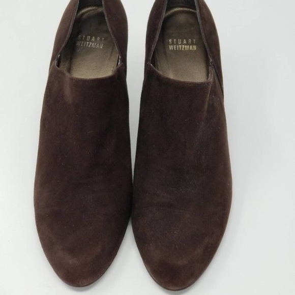 Stuart Weitzman Women's Suede Slip On High Heel Ankle Booties Brown Size 9 - Picture 3 of 7